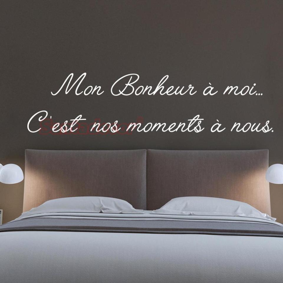 Sticker Citation "Mon Bonheur à moi c'est nos moments à nous" Blanc 45 cm x 85 cm